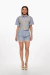 Shorts de mujer con rayas azules y detalle de crochet en la parte inferior. Mod. Nerea Sku. 34413