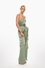 Jumpsuit sage sin mangas, con cinturón y detalles de trabillas, en color verde claro. Mod. Haidee Sku. 34407