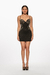 Vestido mini negro con detalles brillantes y tirantes delgados. Mod. Xia Sku. 34022