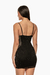 Vestido mini negro con detalles brillantes y tirantes delgados. Mod. Xia Sku. 34022