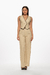 Pantalón de lino en color beige con detalles a contraste y ajuste en la cintura.Mod. Esmeralda sku. 34881