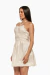 Vestido corto halter de color blanco con flores en la parte superior. Mod. Zoe Sku. 34034