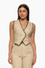 Chaleco de lino en color beige con detalles en contraste.Mod. Dahlia sku. 34881