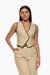 Chaleco de lino en color beige con detalles en contraste.Mod. Dahlia sku. 34881