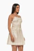Vestido corto halter de color blanco con flores en la parte superior. Mod. Zoe Sku. 34034