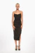 Vestido negro de corte ajustado con detalles de joyas y tirantes finos. Mod. Tiziana Sku. 33997