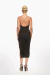 Vestido negro de corte ajustado con detalles de joyas y tirantes finos. Mod. Tiziana Sku. 33997