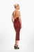 Vestido vino de corte ajustado con detalles de joyas y tirantes finos. Mod. Tiziana Sku. 33997