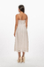 Vestido midi bordado de color blanco con tirantes finos y detalles en encaje en la parte inferior. Mod. Giada Sku. 34088