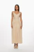 Vestido midi corset de textura en color beige, con tirantes anchos y falda amplia. Mod. Olivia Sku. 34785