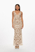 Vestido largo de crochet con diseño intrincado en color beige. Mod. Xochitl sku. 34925