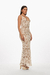 Vestido largo de crochet con diseño intrincado en color beige. Mod. Xochitl sku. 34925