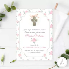 ESTAMPITA CON DIJE PRIMERA COMUNION X 20 U. MODELO MARIA VICTORIA