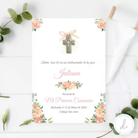 ESTAMPITA CON DIJE PRIMERA COMUNION X 20 U. MODELO JULIANA