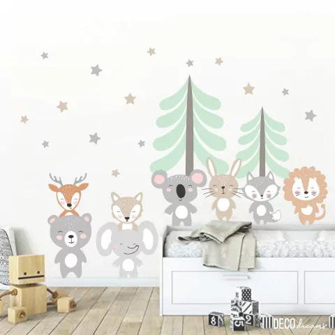 VINILOS ANIMALITOS NORDICOS CON ESTRELLAS