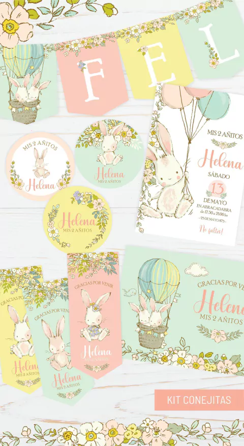 KIT IMPRIMIBLE CONEJITA GLOBOS