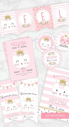 KIT IMPRIMIBLE GATITA ROSA