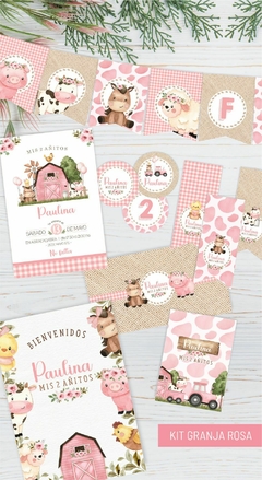 KIT IMPRIMIBLE ANIMALES DE LA GRANJA ROSA