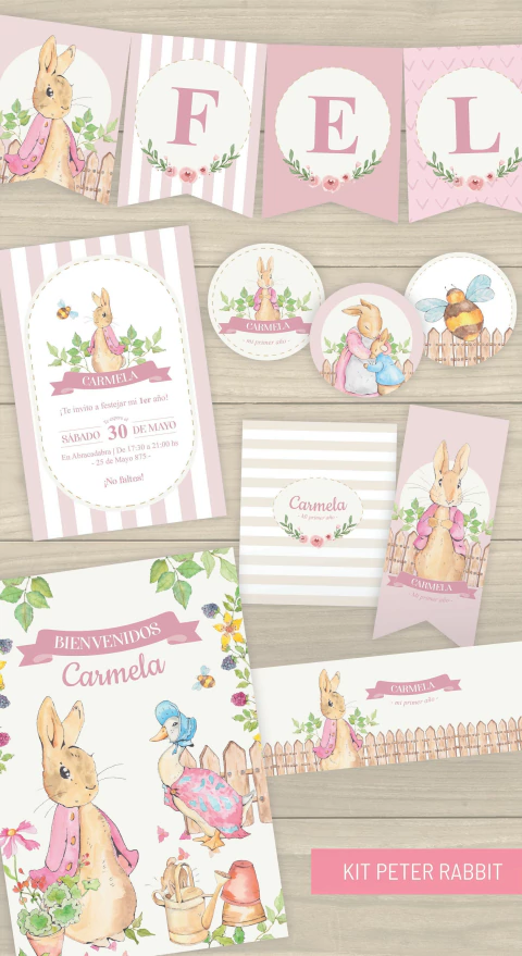 KIT IMPRESO PETER RABBIT ROSA - comprar online