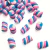 Aplique emborrachado em formato de marshmallow nas cores rosa, azul e branco, ideal para artesanato.
