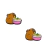 Aplique emborrachado de capivara comendo macarrão em um prato rosa, contém 2 unidades.