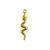 Pingente de cobra dourado, medindo 2,8cm de altura por 0,7cm de largura.