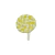 Aplique emborrachado em forma de pirulito espiral nas cores amarelo e branco.
