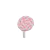 Aplique emborrachado em forma de pirulito espiral nas cores rosa e branco.