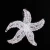 Aplicação decorativa em forma de estrela do mar, feita com renda branca e paetês, ideal para acessórios de moda e artesanato.