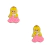 Aplique emborrachado da Princesa Aurora, em duas unidades, com detalhes em rosa e amarelo.