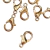 Fecho lagosta dourado de 12mm, ideal para pedrarias em artesanato, com 100 unidades.