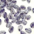 Contas de resina em formato de gota, com detalhes em roxo e cinza, ideais para artesanato.