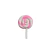 Aplique emborrachado de pirulito espiral grande nas cores rosa e branco, ideal para artesanato.