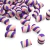 Aplique emborrachado em formato de marshmallow, com padrões de cores roxa, rosa e branca, ideal para artesanato.