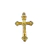 Pendante dourado em forma de cruz com imagem de Cristo, medindo 49x29mm.