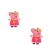 Aplique emborrachado da Peppa Pig, com duas unidades, na cor rosa, vestido com coração.