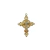 Pingente em forma de cruz com strass, detalhado e dourado, ideal para artesanato.