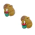 Aplique emborrachado de capivara segurando um copo, ideal para artesanato, com duas unidades.