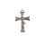 Pingente de cruz metálica prateada com figura de Jesus Cristo crucificado