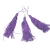 Três pingentes de seda roxos em forma de tassel, cada um medindo 9 cm, perfeitos para artesanato.