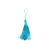 Pingente de seda azul em formato de tassel, medindo 7cm, ideal para artesanato.