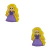 Aplique emborrachado da princesa Rapunzel em duas unidades, com vestido roxo e cabelo loiro.