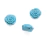Conjunto de três rosas de resina azul com furo, medindo 16mm, ideal para artesanato.