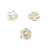 rosas acrílicas transparentes com detalhes em dourado, medindo 14mm, com furo para artesanato.