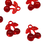 Pingente acrílico em formato de cereja, colorido em vermelho, ideal para artesanato.