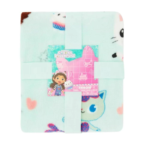 Manta Cobertinha Infantil meninas Gabby Dollhouse azul Claro