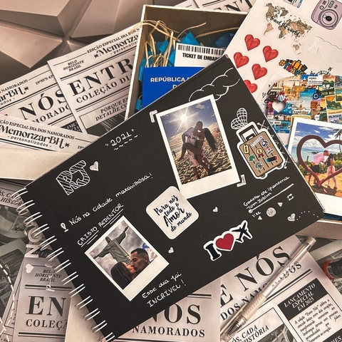 Kit Scrapbook de Viagem - Passaporte Para o Nosso Amor - comprar online