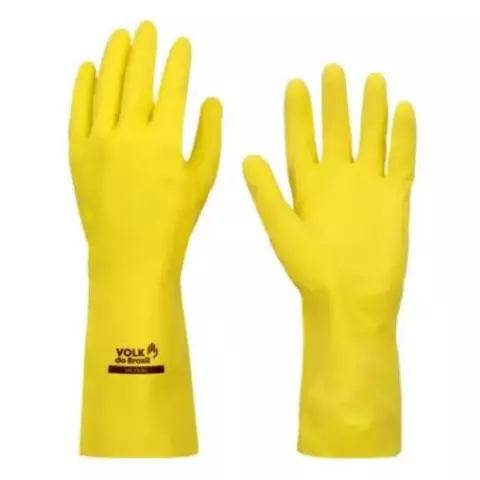 Luva De Latex Amarela Multiuso Limpeza Volk