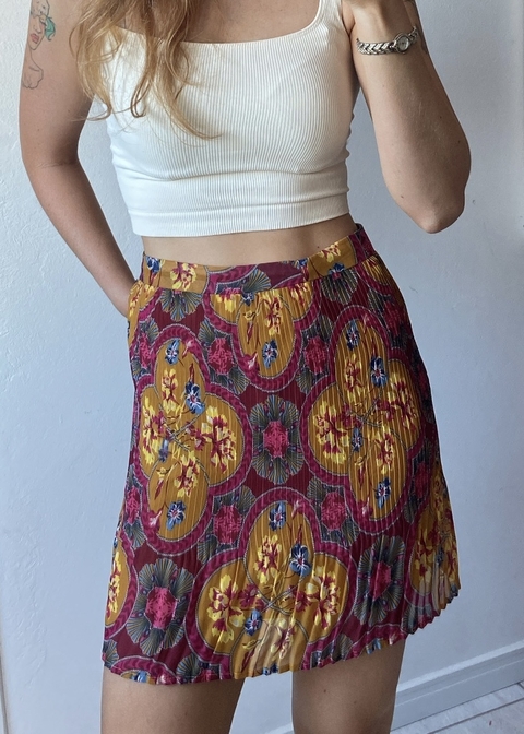 Saia estampada plissada
