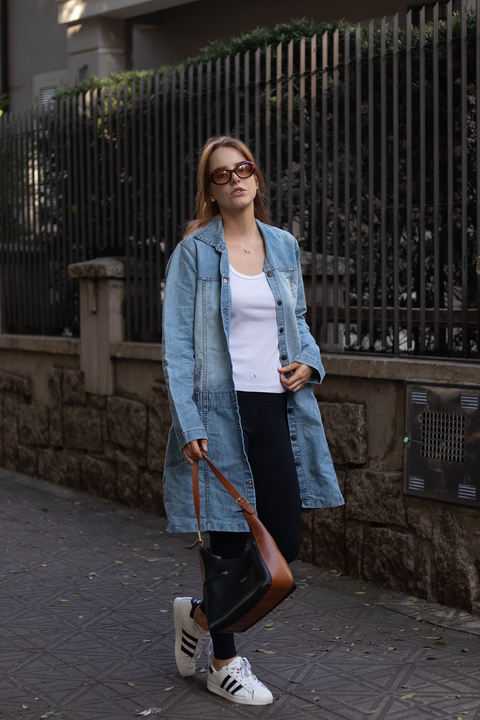 sobretudo jeans vintage lavagem clara